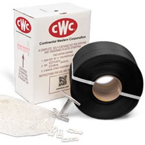 CWC Polypropylene Strapping Kit - 1/2" x .025" x 4000', Black