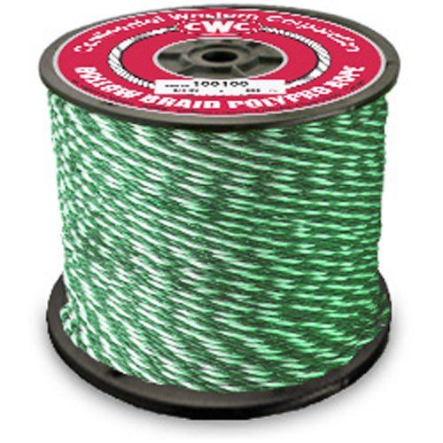 CWC Hollow Braid Polypropylene Rope - 1/4" x 1000 ft, Green