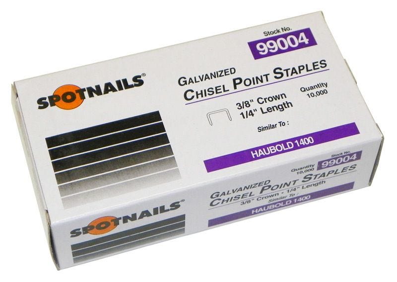 Spotnails 99004 3/8" x 1/4" Chisel Point Galvanized 1400 Series Fine Wire Staples 10,000 per box