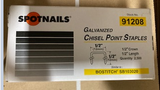 SpotNails 91208 1/2-inch Crown Staples with 1/2-inch Leg similar to Bostitch SB103020 2,500 per Box