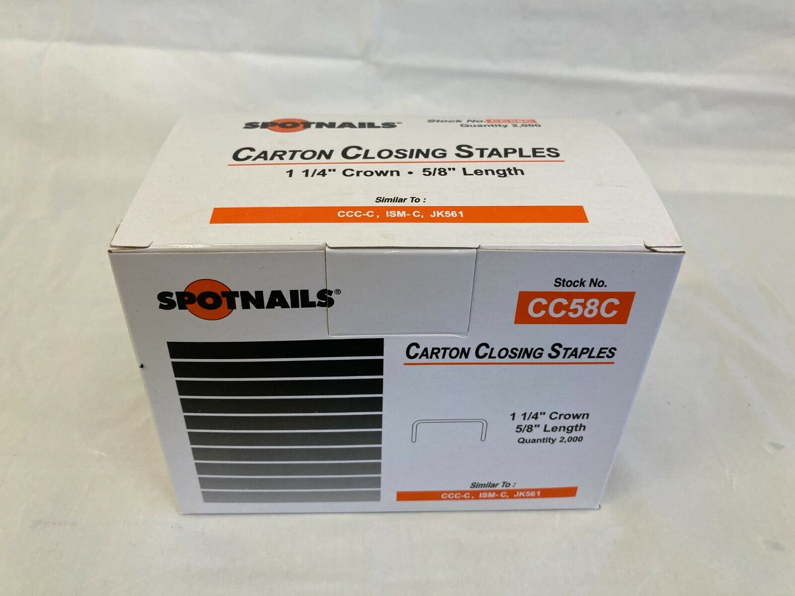 C58 Carton Closing Staple 1-1/4" Crown x 5/8" Leg 2,000 2M ( 1 BOX ) CC58C C5/8